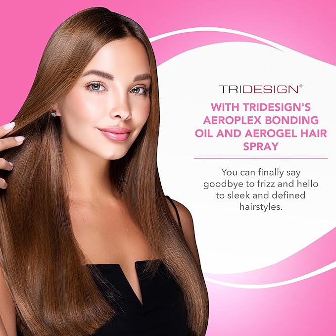 TRIDESIGN Aerogel Hairspray & Aeroplex Bonding Oil Bundle - Hair Finishing Spray for Volumizing, Control, Repair & Prevent Breakage for Dry, Damaged & Frizzy Hair - Pack of 3 (10.5 Oz & 1 Oz)