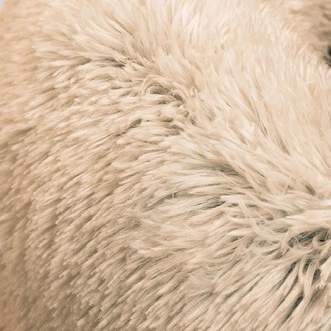 Best Friends by Sheri The Original Calming Donut Dog Bed – Washable Plush Pet Bed for XXL Breeds up to 210 lbs, Shag Faux Fur, Taupe, XXL (54" x 54")