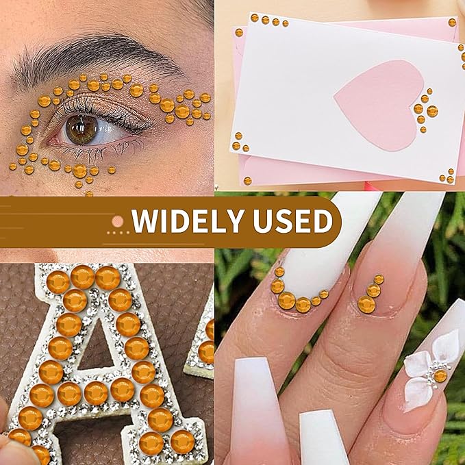 3555pcs Self Adhesive Face Gems for Makeup, Festival Jewels, Hair Gems, Rhinestone Stickers for Face, Eye, Makeup, Nail, Body, Crafts 5sheets (gold-3/4/5/6/8mm)