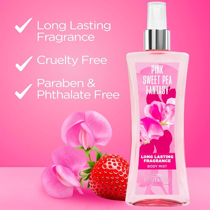 Body Fantasies Parfums De Signature for Women Sweet Pea Fantasy Body Spray 8.0 Oz, 8 Oz (Pack of 2)