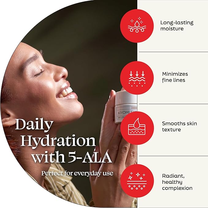 Day Cream - Daily Facial Cream with 5-ALA, Hyaluronic Acid, Cucumber, Squalane, Beta-Glucan - All Day Face Moisturizer for Fine Lines and Radiant Skin - Made in Germany - 1.7 Fl Oz
