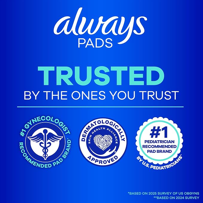Always Ultra Thin Pads Duo Pack, Feminine Pads with Wings for Women, Size 2 Long Super and 4 Overnight Absorbency, Unscented, Up to 100% Leak-Free Protection, 44 CT