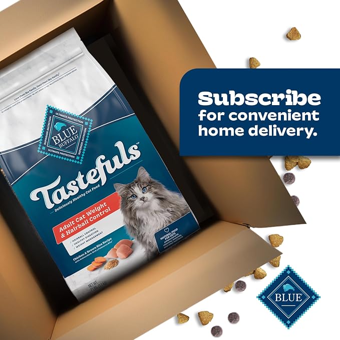 Blue Buffalo Tastefuls Chicken Weight & Hairball Control Dry Cat Food, 3 lb | Chicken & Brown Rice Recipe, Weight & Hairball Control, No Corn, Wheat, or Soy