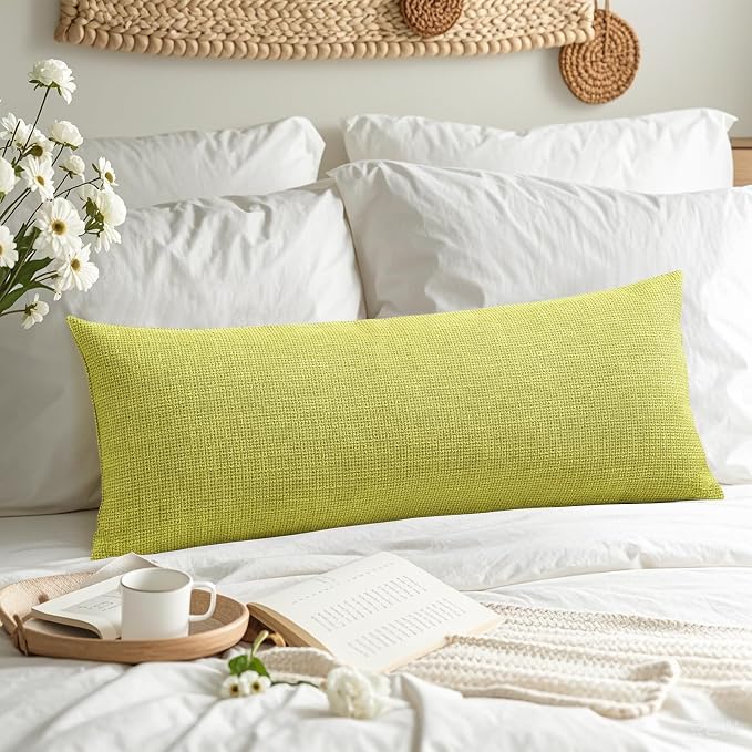 OTOSTAR Linen Throw Pillow Cover Set of 1 Decorative Long Lumbar Pillowcase Rectangle Cushion Cover 14x36 Inch for Home Decor Sofa Bedroom Car 35 x 90CM Sage Green