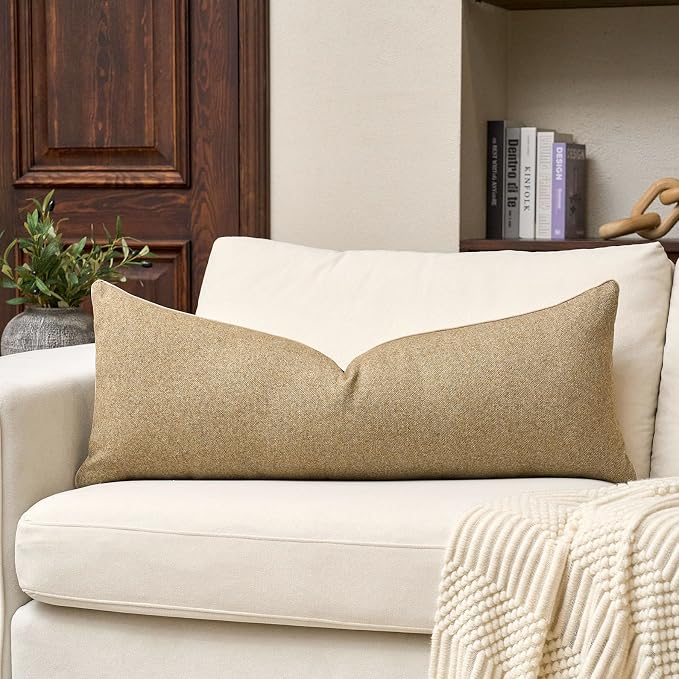 Neutral Floral Pillow Cover 14 x 36 Inches, Vintage Chenille Accent Throw Pillow Cover Soft Decorative Farmhouse Accent Couch Pillow Cover for Living Room Bedroom, Green