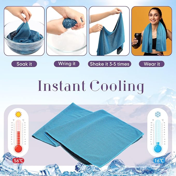Redbaker 90 Pack Cooling Towels Bulk for Neck and Face 40" x 12" Ice Cool Towel Multicolored Microfiber Sweat Rag for Gym Workout Running Yoga Fitness Travel Outdoor Sports(Bright Color)