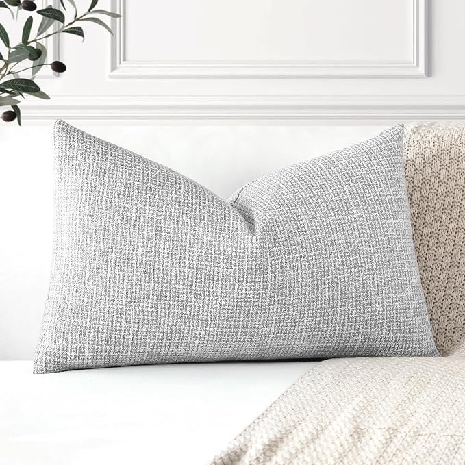 OTOSTAR Linen Throw Pillow Cover Set of 1 Decorative Lumbar Pillowcases Cushion Covers 16x24 Inch for Home Decor Sofa Bedroom Car 40 x 60CM Light Grey