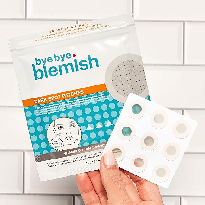 Bye Bye Blemish Dark Spot Patches – Blemish Patches for Face, Fade Dark Spots & Post-Blemishes Marks, Niacinamide & Vegan Skin Care, 9 Count