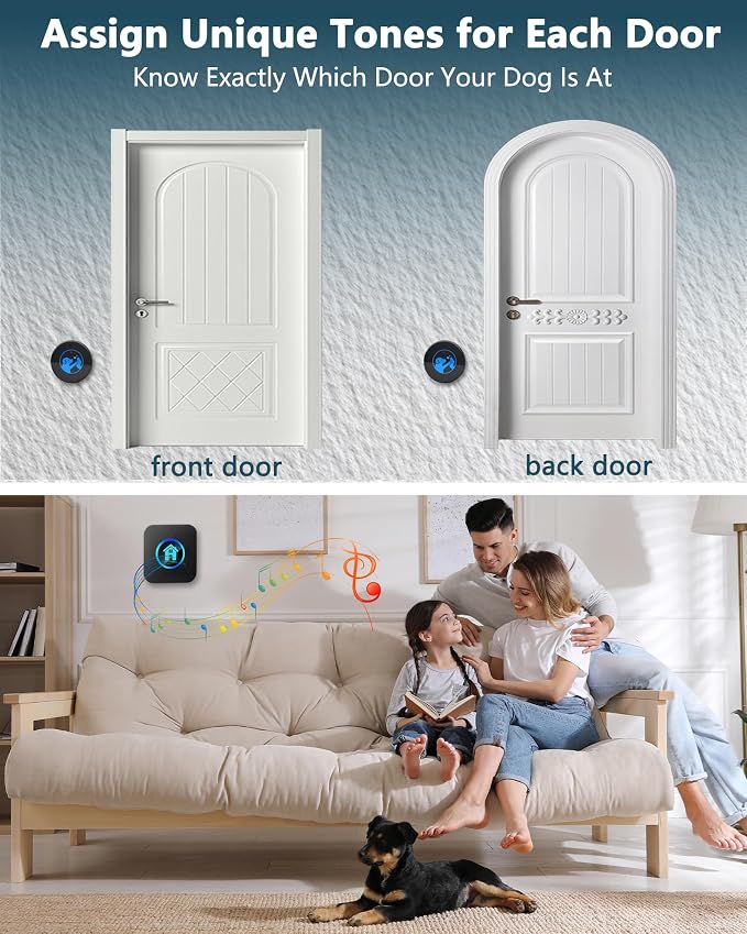 Dog Door Bell for Potty Training, Smart Wireless Doggie Doorbell to Go Outside, 1000 Feet Long Range with IP65 Waterproof Super-Light Touch Button, 60 Melodies & Adjustable Volume (1 Button)