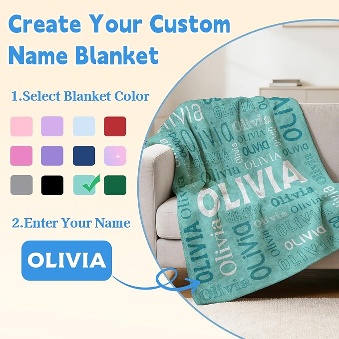 Custom Blanket with Name, Personalized Name Blankets for Teen Girls Boys Kids Baby, Customized Flannel Throw Blanket Gifts for Christmas Birthday - Printed in USA