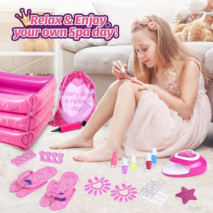 Shemira Gift Set for Girls 7, 8, 9, 10-12 Years Old, Spa Day Toys, Kids Manicure Pedicure Kit and Nail Art Kit,Christmas Birthday Gifts for Girls Age 7-12