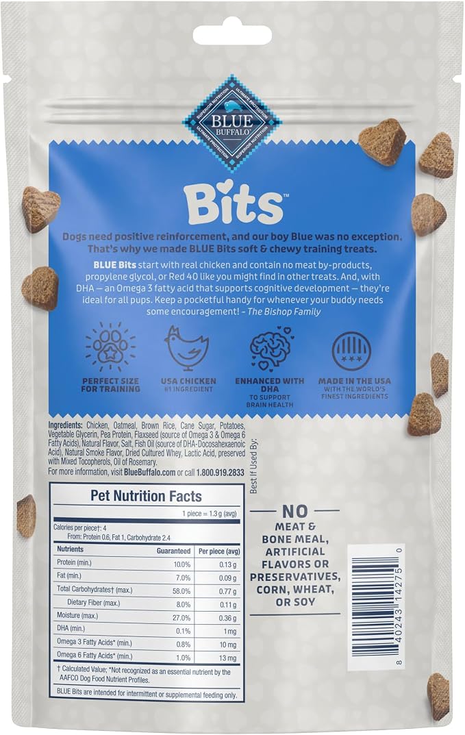Blue Buffalo Bits Chicken Training Treats, 11 oz | Real Chicken First, DHA for Cognitive Development, No Chicken By-Product Meals, Free from Red Dye 40