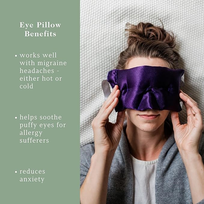 Victoria's Lavender Luxury Aromatherapy Lavender Eye Mask Pillow - Ideal for Hot or Cold Applications, Weighted Eye Compression, Meditation Silk Eye Mask, Made in the USA (Colors May Vary)