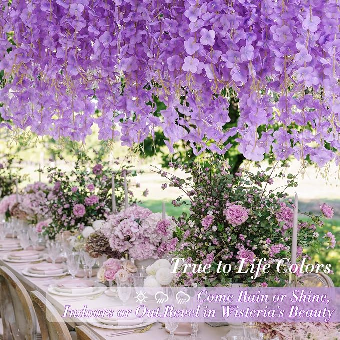 40 Pack Purple Wisteria Hanging Flowers, Fake Hanging Flowers for Decoration, Artificial Flowers,Vines for Bedroom,Flower Garland for Home,Party,Garden, Wall,Wedding Decoration(3.6 Ft/Pcs)
