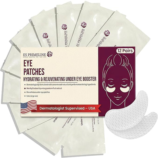 Dermatologist Evaluated Depuffing Triple Hyaluronic Acid Under Eye Patches–Breathable Eye Masks with Botanical Extracts for Dark Circles, Fine Lines & Wrinkles, Hydrating and Cool firming| 12Pairs