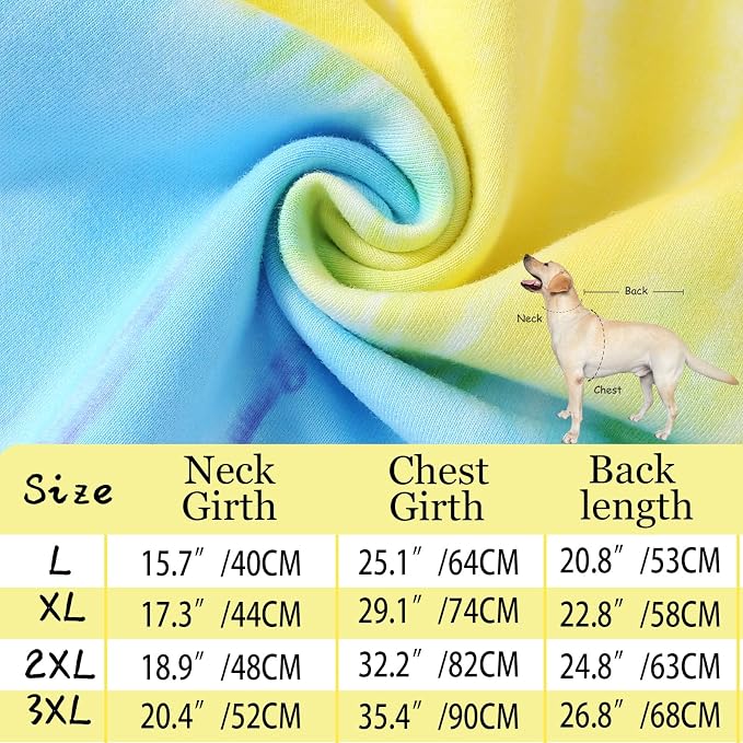 Dog Cotton Tie dye Hoodie Colorful Pullover Sweatshirts Soft and Stretch Pets Clothes Hooded for Large Dogs(Colorful XL)