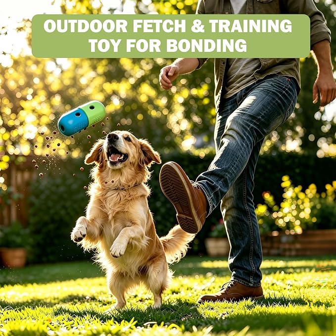Interactive Dog Treat Dispenser Toy - Slow Feeder Puzzle Chew Toy for Teeth Cleaning, Pet Enrichment Toy for Dogs & Cats, Food-Safe Durable Design, Encourages Natural Foraging Skills
