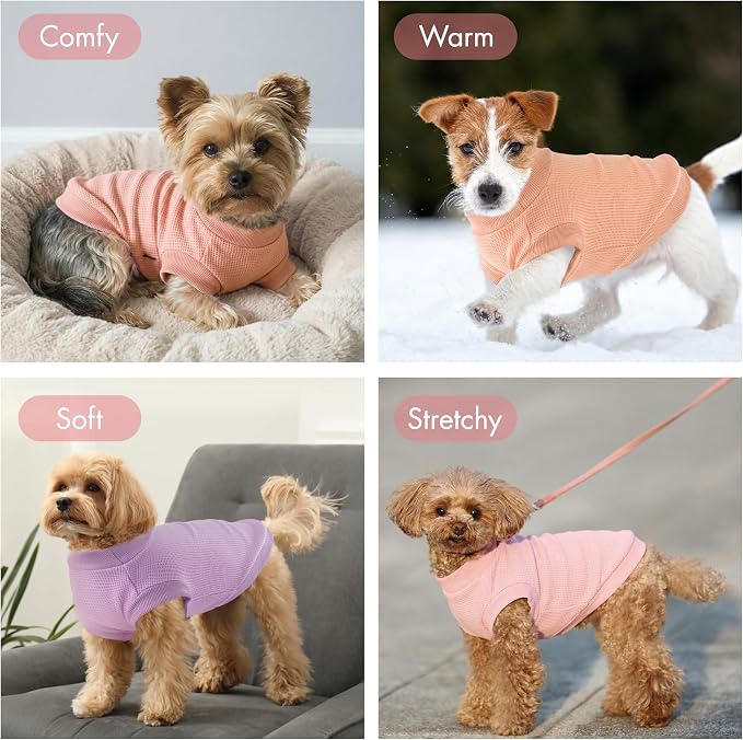 3 Pack Dog Shirt for Small Supplies Functional Waffle Dog Clothes Warm Soft Sweatshirt Outfit for Dogs Cats Pet Apparel