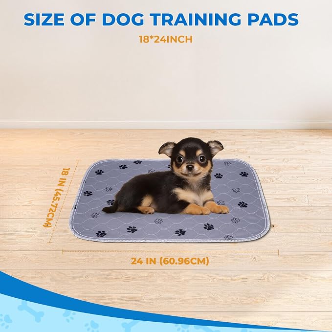 Fostanfly Reusable Puppy Pads, Washable & Absorbent, 18"x24"-2 Pack, Gray | Washable Pee Pads for Dogs, Leakproof & Waterproof Wee Wee Mat, Non Slip Training Potty Pads for Crate, Playpen