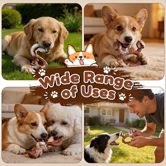 Indestructible Dog Toys for Aggressive Chewers, Tough and Durable Chew Toys for Large Medium Dogs, Interactive Dog Chew Toys to Keep Them Busy (F Squirrel+Crab)