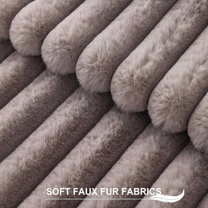 Pallene Faux Fur Decorative Throw Pillow Covers 26x26 Set of 2, Light Coffee