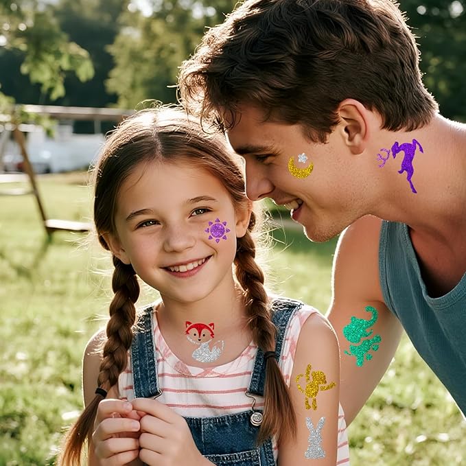 Temporary Tattoo Markers for Skin, 8 Metal Body Markers + 169 Shark Dolphin Mermaid Cartoon Animal Tattoo Stencils for Kids Adults, Cosmetic-Grade Tattoo Ink, DIY Body Art Party Favors for Women Men