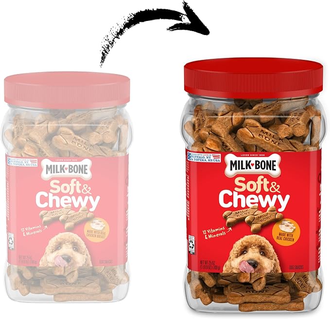 Milk-Bone Soft & Chewy Dog Training Treats Canister,1.56 Pound (Pack of 2)