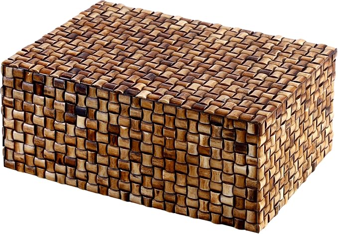 Handicrafts Home Large Decorative Storage Box with Lid – 12X8X5” Coffee Table Organizer, Keepsake- Decorative Boxes for Home Decor, Stylish Decorative Box for Office Decor-Mekong Chai