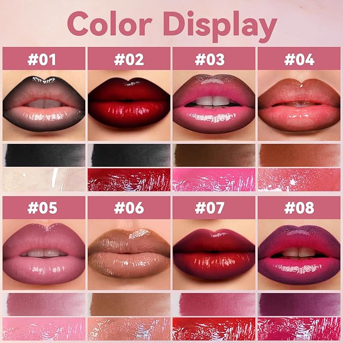 Lip Liner Gloss Lip Combo Set, 2 in 1 Lip Duo Plum Lip Liner Lipstick Glossy Nourishing Berry Dew Shine Gloss Lip Kit, Smooth Quick Fuller Plumping Juicy Lip Makeup for Women08#Plum
