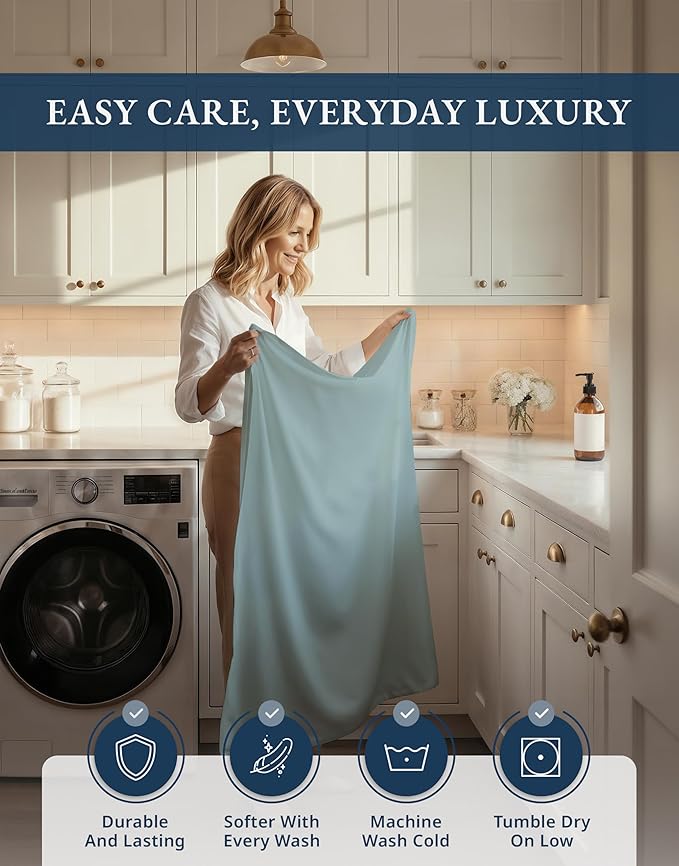 LANE LINEN Luxury Hotel Style 100% Egyptian Cotton Bed Sheets Full Size - 1000 Thread Count, Mercerized Cotton, Fade Resistant Sustainably Produced Full Bedding Sheets & Pillowcases - French Blue