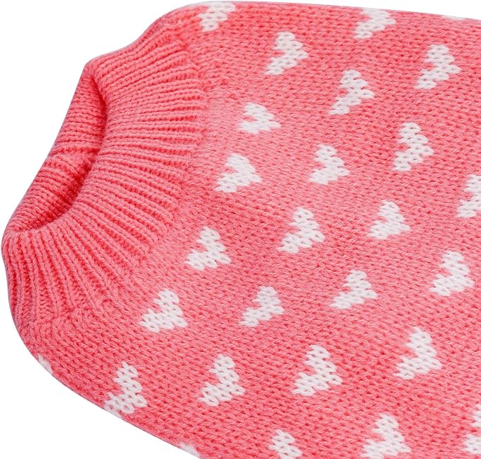 Dxhycc Dog Knitted Sweater Dog Heart Sweater Puppy Sweater Warm Soft Pet Holiday Clothes for Large Cats and Dogs (Pink, L)