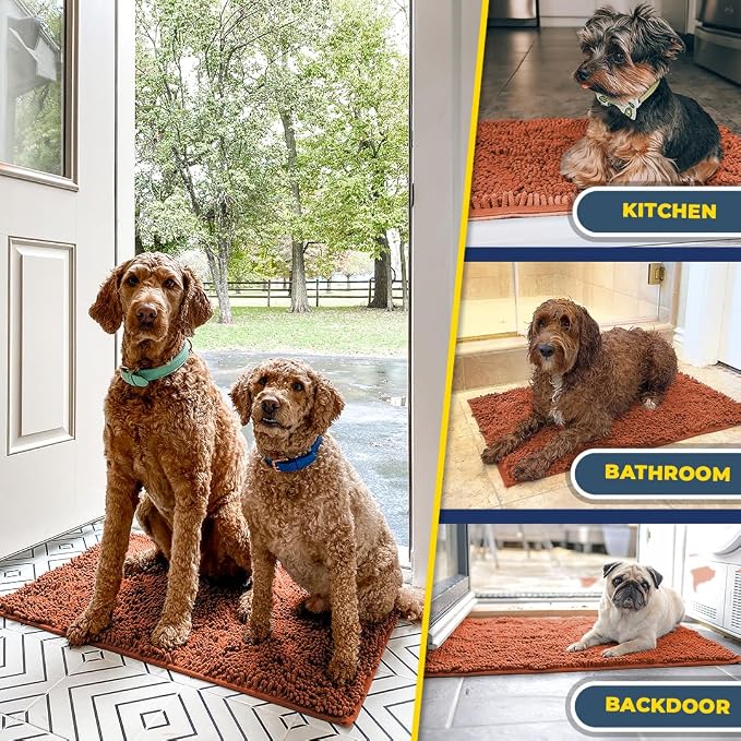 Muddy Mat® | Super Water Absorbent Door Mat Indoor, Microfiber Quick Dry Chenille Entryway Rug, Slip Resistant Front Door Mat, Indoor Mats for Entryway, Machine Washable Pet Rug, Orange XXL 60"X48"