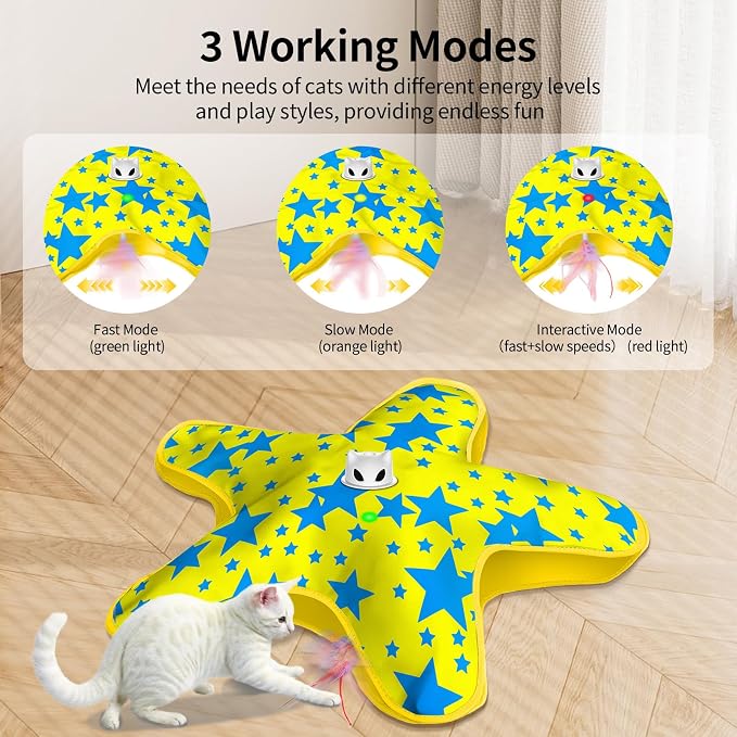 Interactive Cat Toys for Indoor Cats with Moving Concealed Feathers