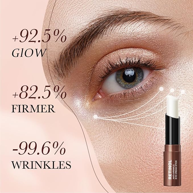 Retinol Eye Cream Stick, Anti Aging Retinol Eye Cream for Dark Circle, Wrinkles In 3-4 Weeks, Under Eye Cream Hydrating Revive Glow Eye Balm Stick for Puffiness and Bags Reduces Fine Lines