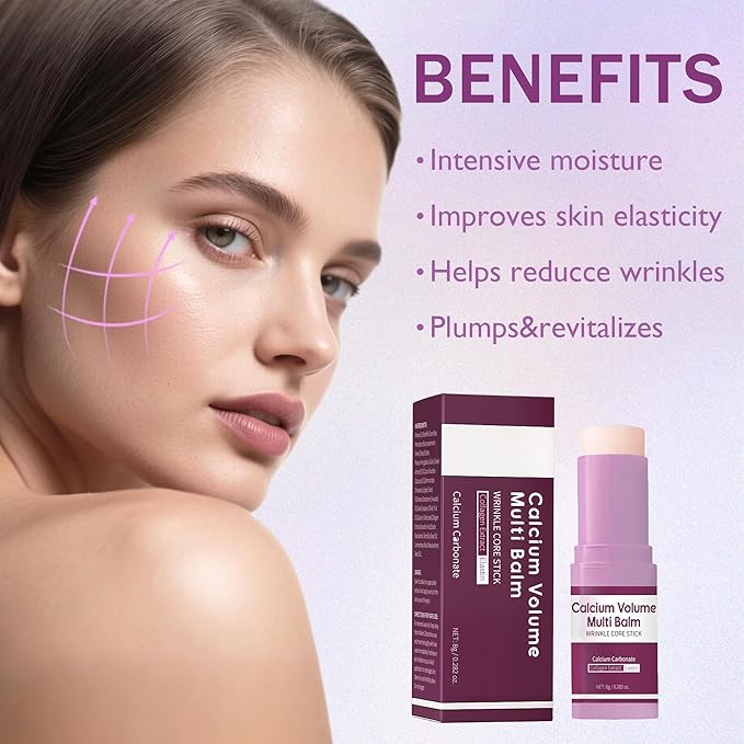 Calcium Multi Balm, Calcium Volume Multi Balm, Wrinkle Core Stick, Collagen Moisturing Stick, Anti-aging, Hydrating, Firming Skin, Suitable for Eyes, Neck, Face, 8g