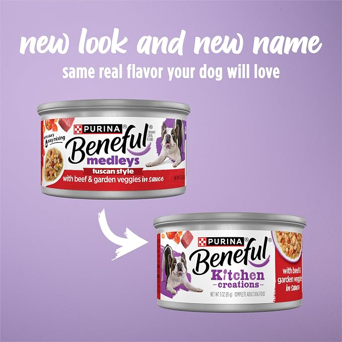 Beneful Purina Kitchen Creations with Beef and Garden Veggies in Sauce Wet Dog Food - 3 oz. Cans,(Pack of 24)