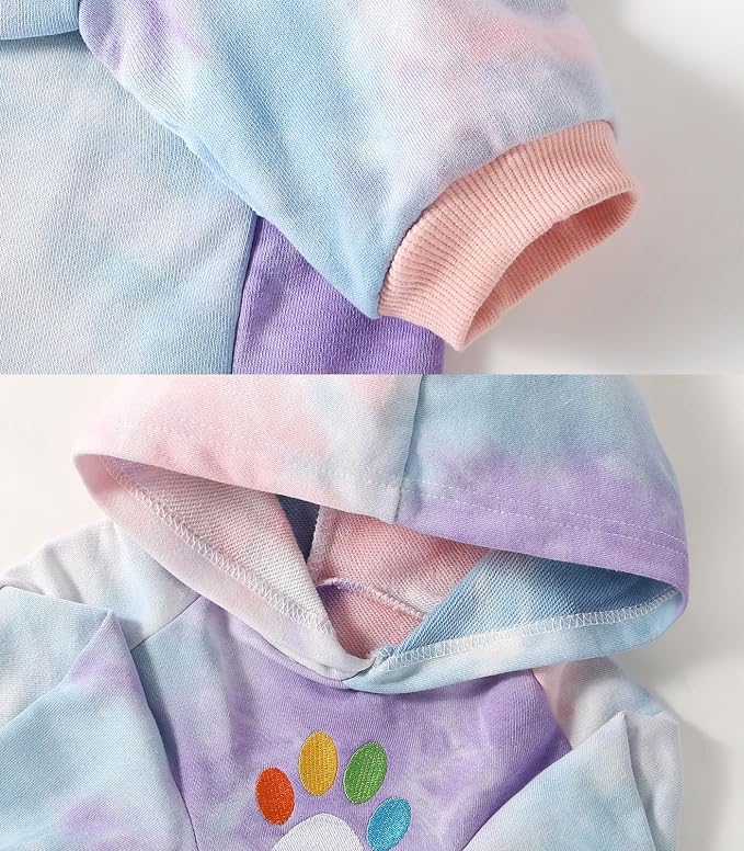 Dog Cotton Tie dye Hoodie Pullover Sweatshirts Soft and Stretch Pets Clothes Hooded for Large Dogs(Tie dye 3XL)