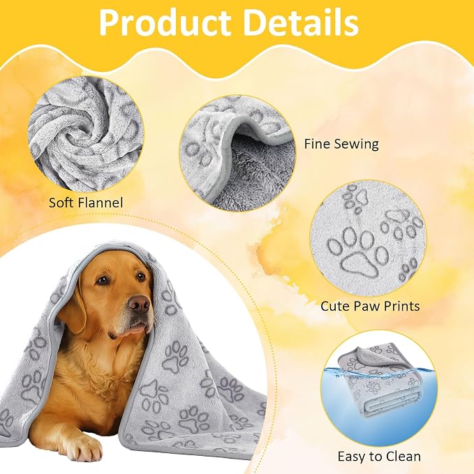 Dog Blankets for Medium Dogs, Cat, Premium Soft Dog Blankets for Small Dog | Washable, Puppy Blanket Dogs Essentials for Puppies (3, Grey, 41" x 30")