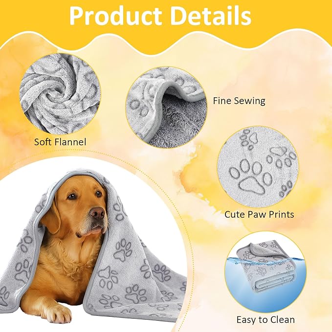Dog Blankets for Medium Dogs, Cat, Premium Soft Dog Blankets for Small Dog | Washable, Puppy Blanket Dogs Essentials for Puppies (2, Grey, 41" x 30")