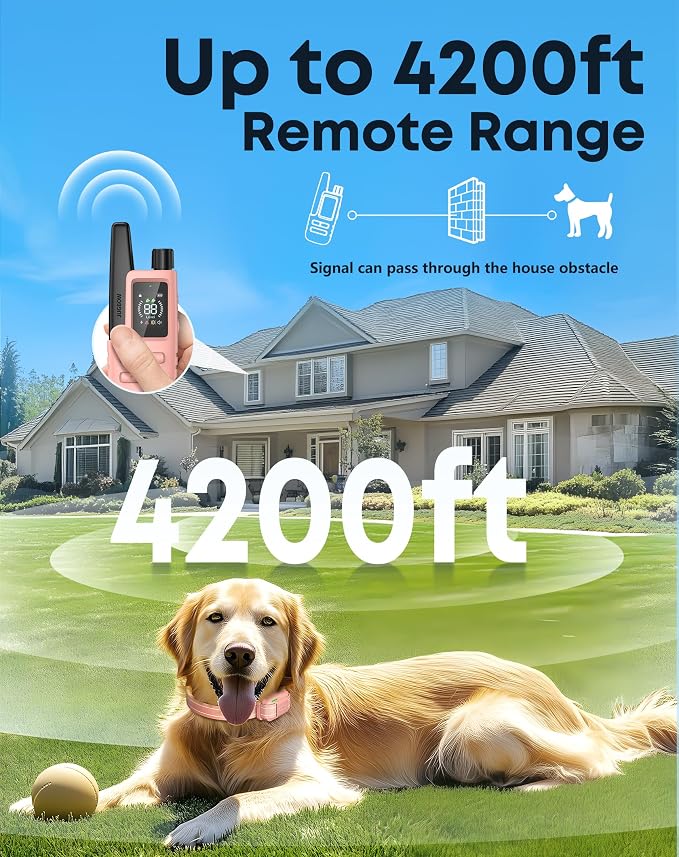 Dog Shock Collar with Remote, 4200FT Range, Fits 5-120 lbs Dogs