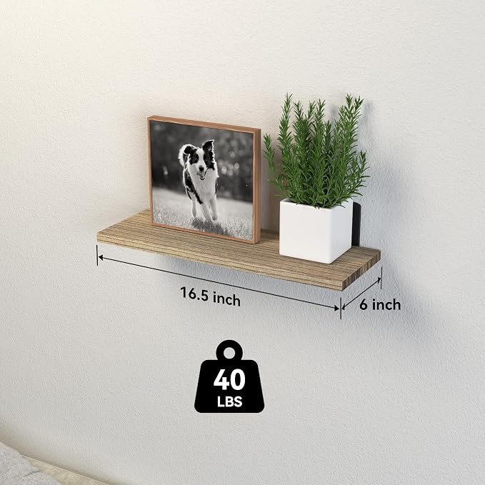 DOLLFIO Floating Shelves, 8 Sets Wall Shelves, Wood Floating Shelves for Bedroom Wall Décor, Wall Mounted Floating Bathroom Shelf for Storage, Floating Book Shelf Living Room – Rustic Brown