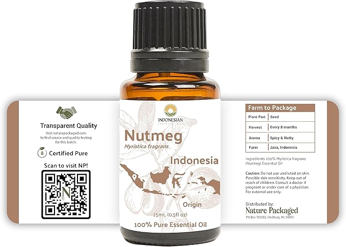 Nutmeg Essential Oil - Direct from Central Java, Indonesia - Pure Essential Oils for Diffusers, Muscle Relief and Aromatherapy | Premium Therapeutic Grade (22lbs)