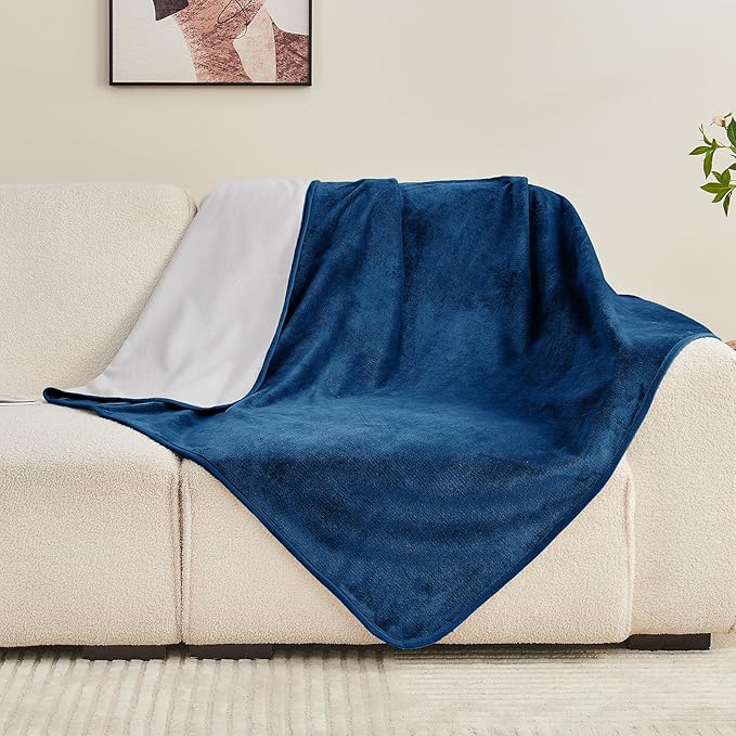 Waterproof Blanket Bed Cover 40"x60" for Adults or Pets, Navy Blue | Soft Pet Blanket for Dogs Cats, Reversible Leakproof Blanket for Bed Couch Sofa, Furniture Protector