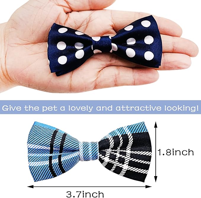 PET SHOW 5 Pack Plaid Dog Bowties for Small Dogs Slide on Collar