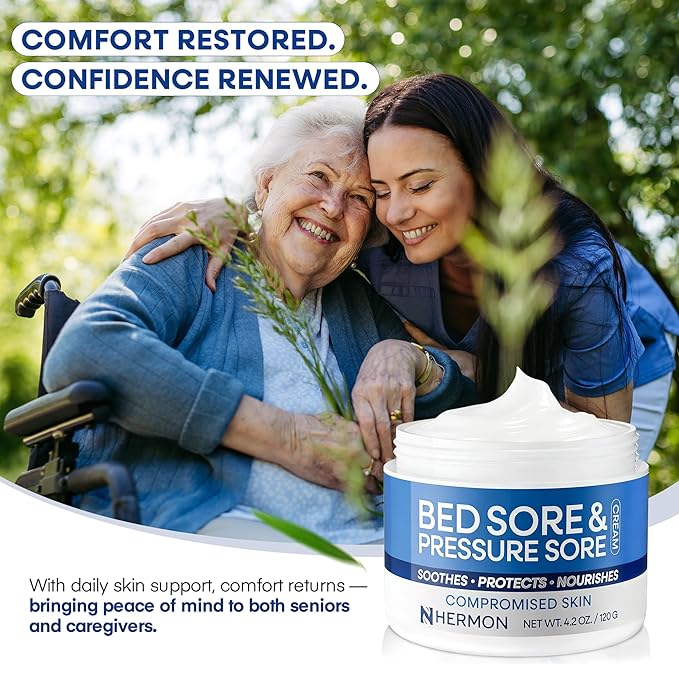 Hermon Bed Sore & Pressure Sore Fast Healing Cream – Skin Care Cream for Compromised Skin, Helps Support Healing of Bed Sores, Pressure Sores, Chafing, Minor Burns & Sunburn – 4.2 oz