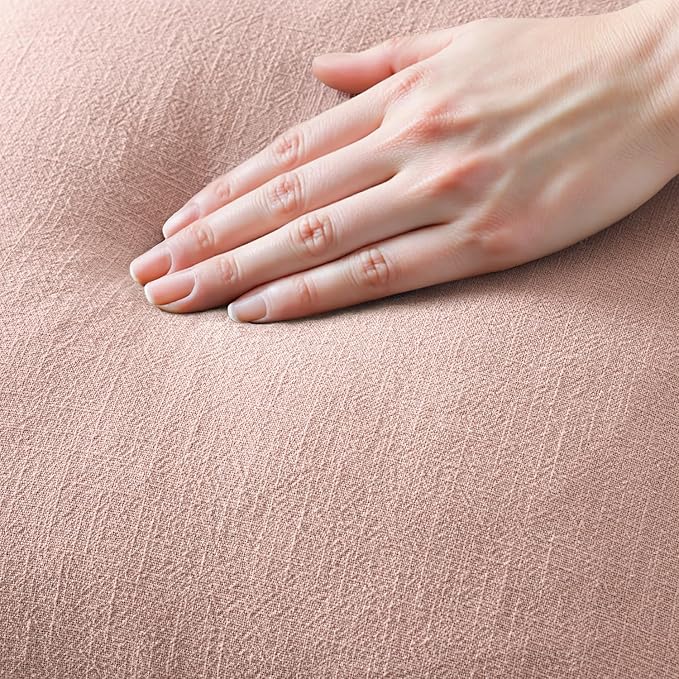 MIULEE Boho Linen Fringe Decorative Throw Pillow Covers Pink 20x20 | Set of 2, Cottagecore Decor, Boho Farmhouse Neutral Pillow Covers, Rustic Couch Cushion Cases for Sofa Bed Living Room