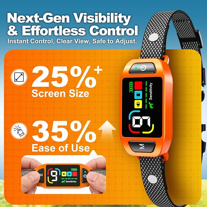 Bark Collar AI Dual-Detection, Instant Quiet Anti Bark Device 4 Training Modes, 30-Day Battery, One-Click Peace, 9 Sensitivity Automatic Dog Bark Collar for Large Medium Small Dogs, Orange