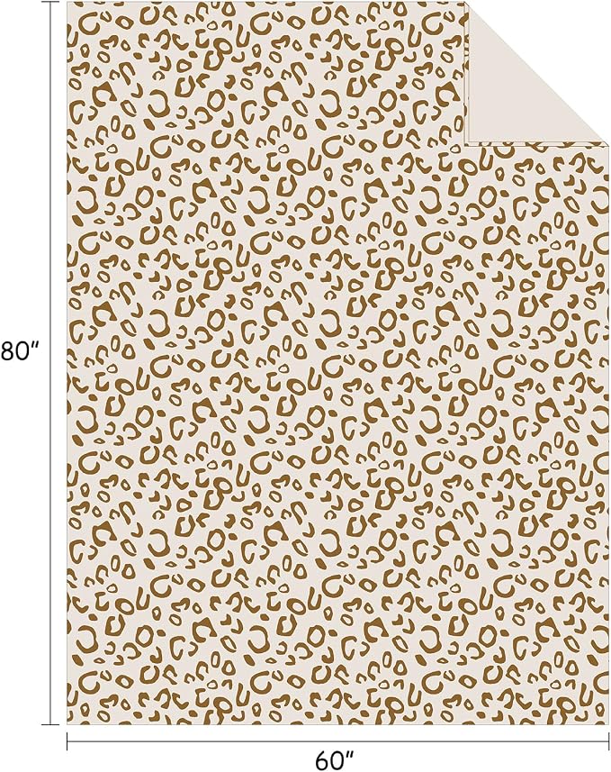 Flannel Fleece Throw Blanket, Lightweight Cozy Plush Microfiber Bedspreads for Adults,60"X80",Brown Leopard