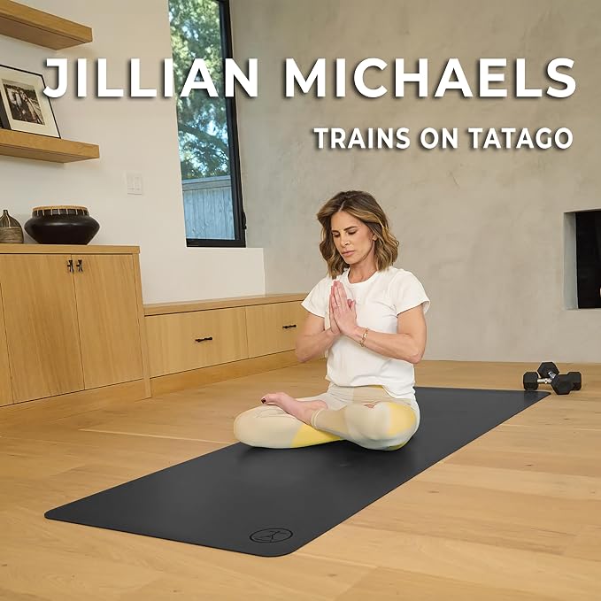 Tatago Hot Yoga Mat Non Slip-Professional Grade Natural Rubber Yoga Mat, Pliates Mat, Stretching Mat or exercise mats for home workout. Nonslip for Hot and Sweaty Classes. Includes Yoga Strap for Carrying and Stretching too.