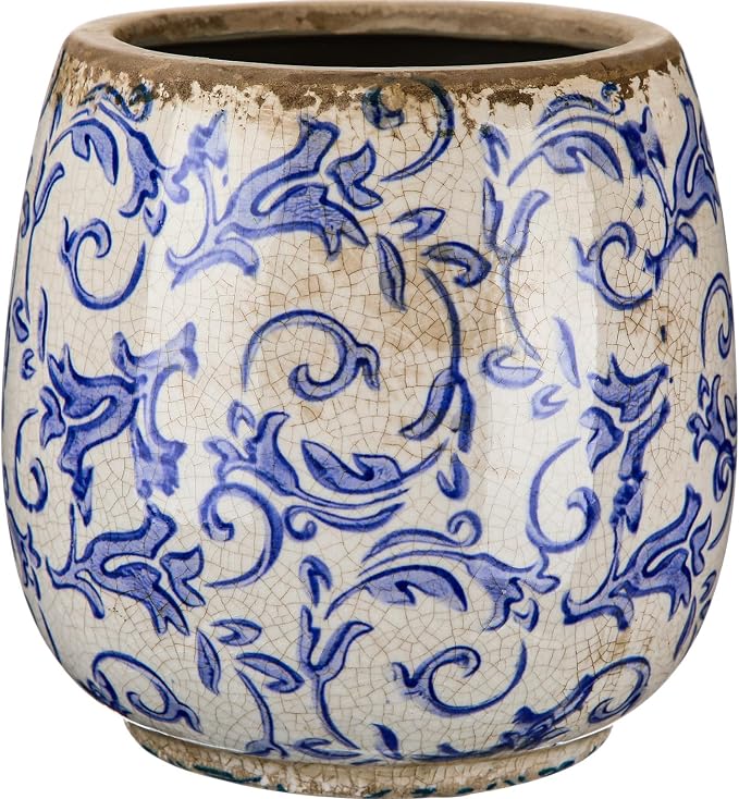 SiliFine Vintage Ceramic Flower Pot with Ice Crackle Rustic Planter with Drainage Holes for Indoor and Outdoor Decor Home Living Room Garden Decor Gardening Gift(Vintage Style)
